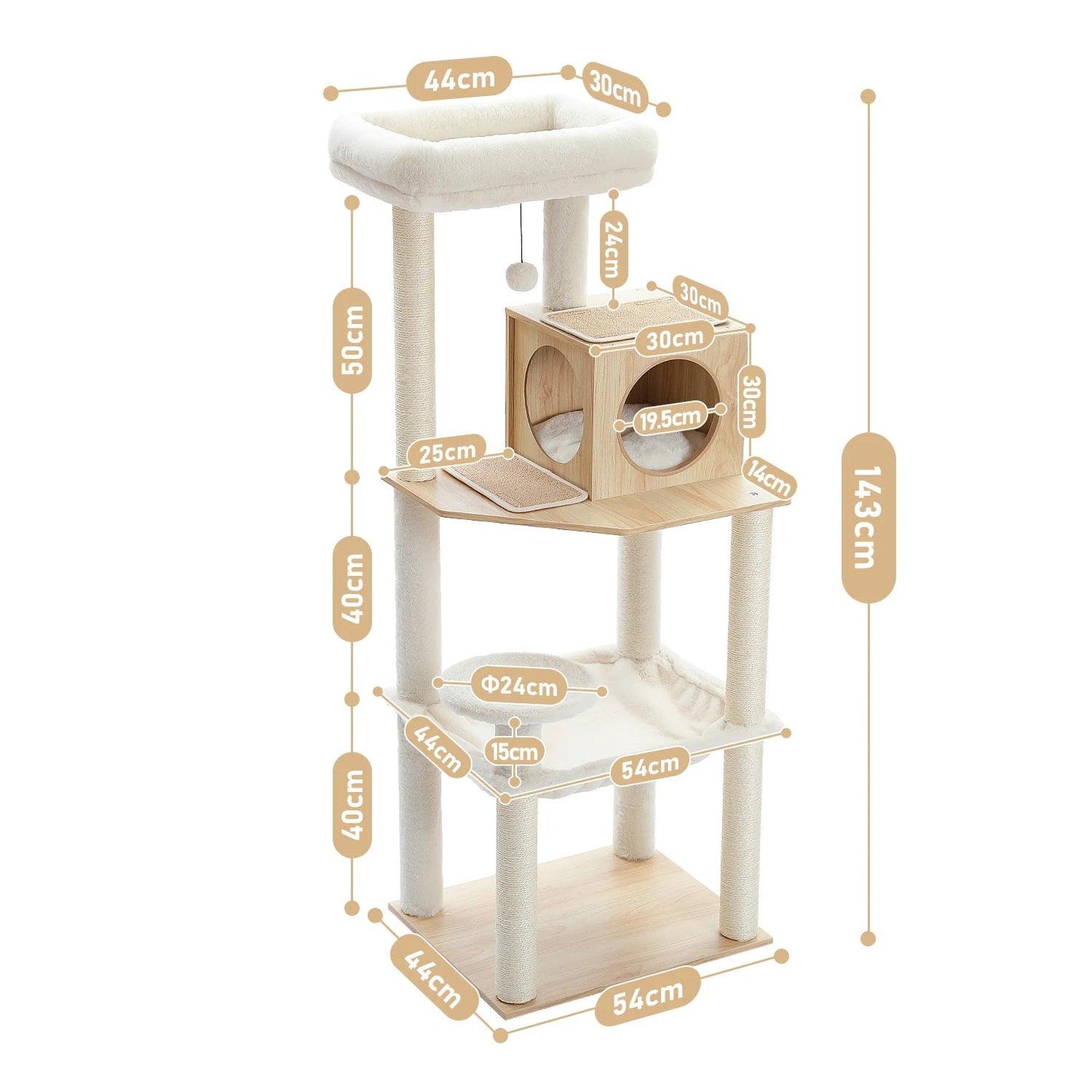 Arbre à chat hamac en bois Félix Pattounerie