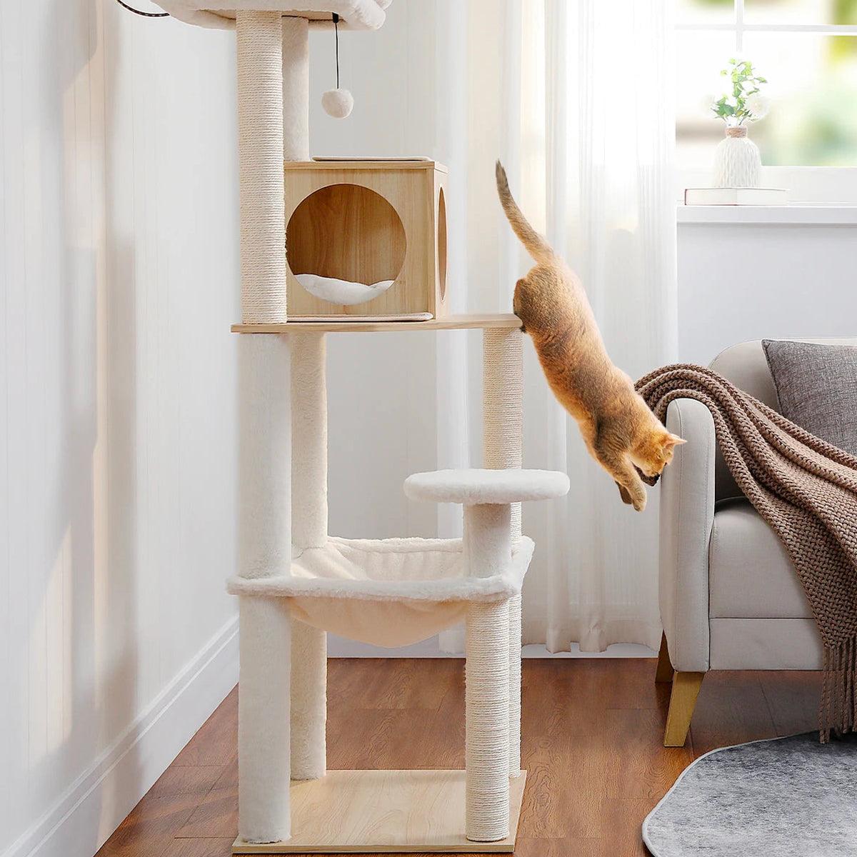 Arbre à chat hamac en bois Félix Pattounerie