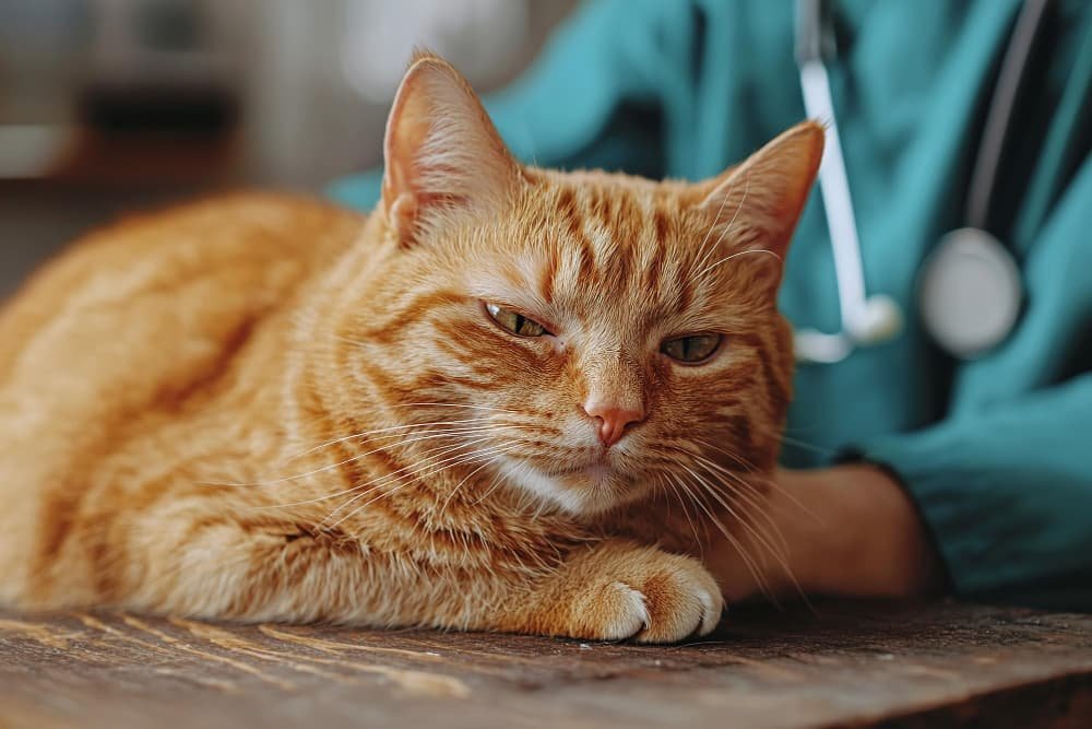 Un chat allongé sur une table