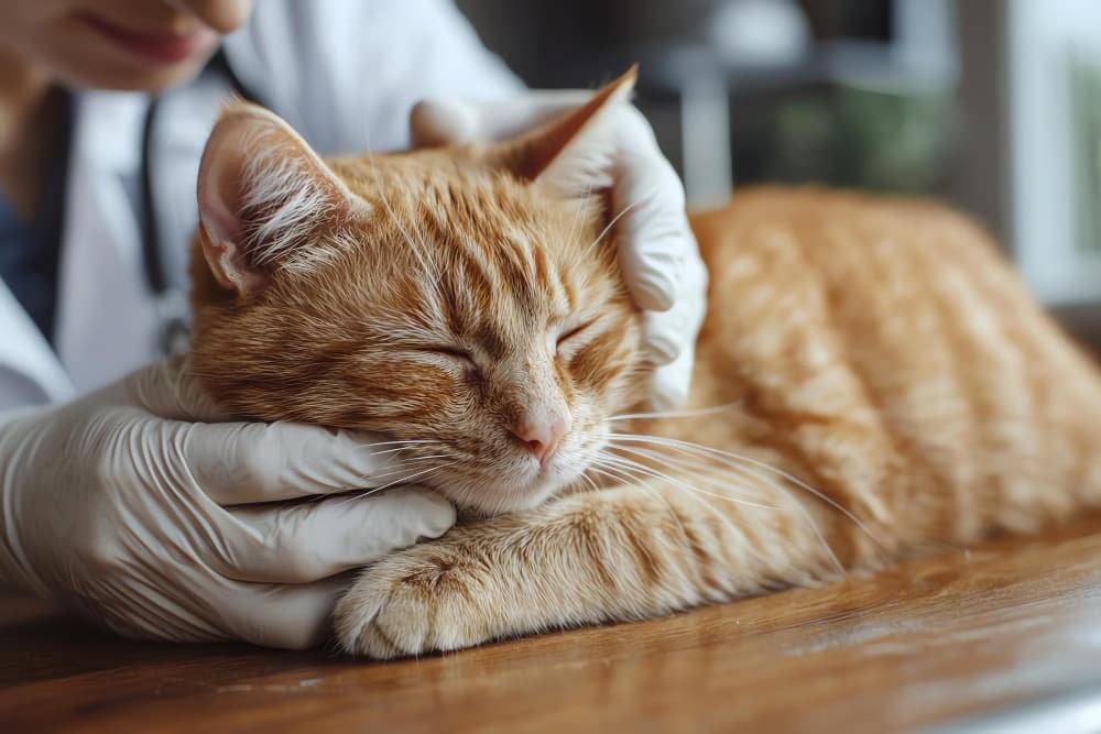 Vétérinaire administrant une injection au chat