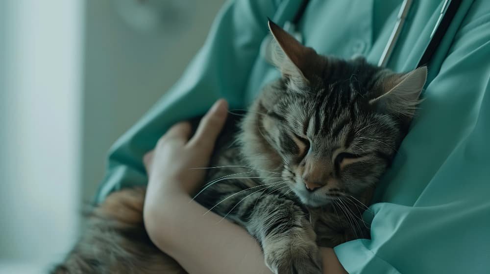 Vétérinaire tenant un chat en clinique Vétérinaire tenant un chat en clinique
