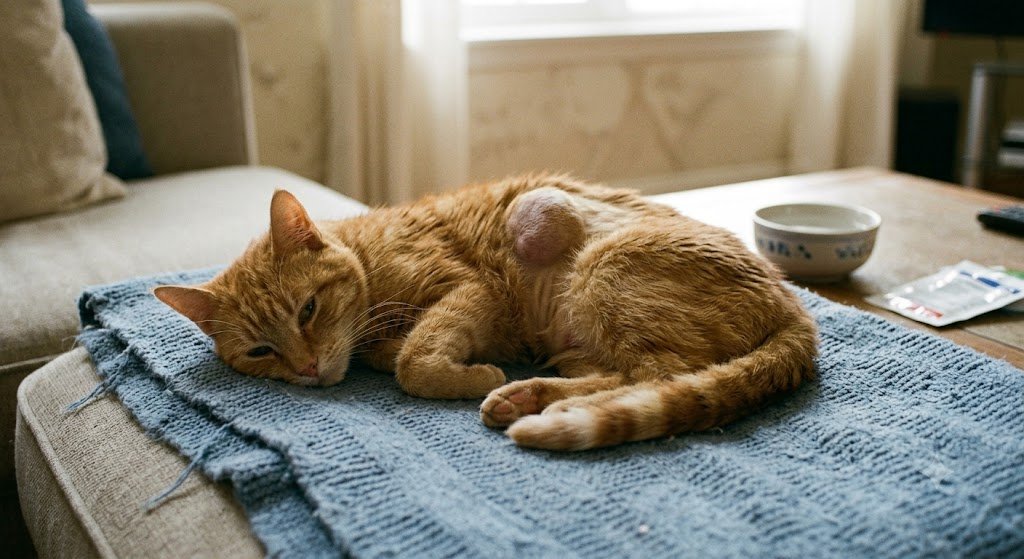 Boule chat sur la peau
